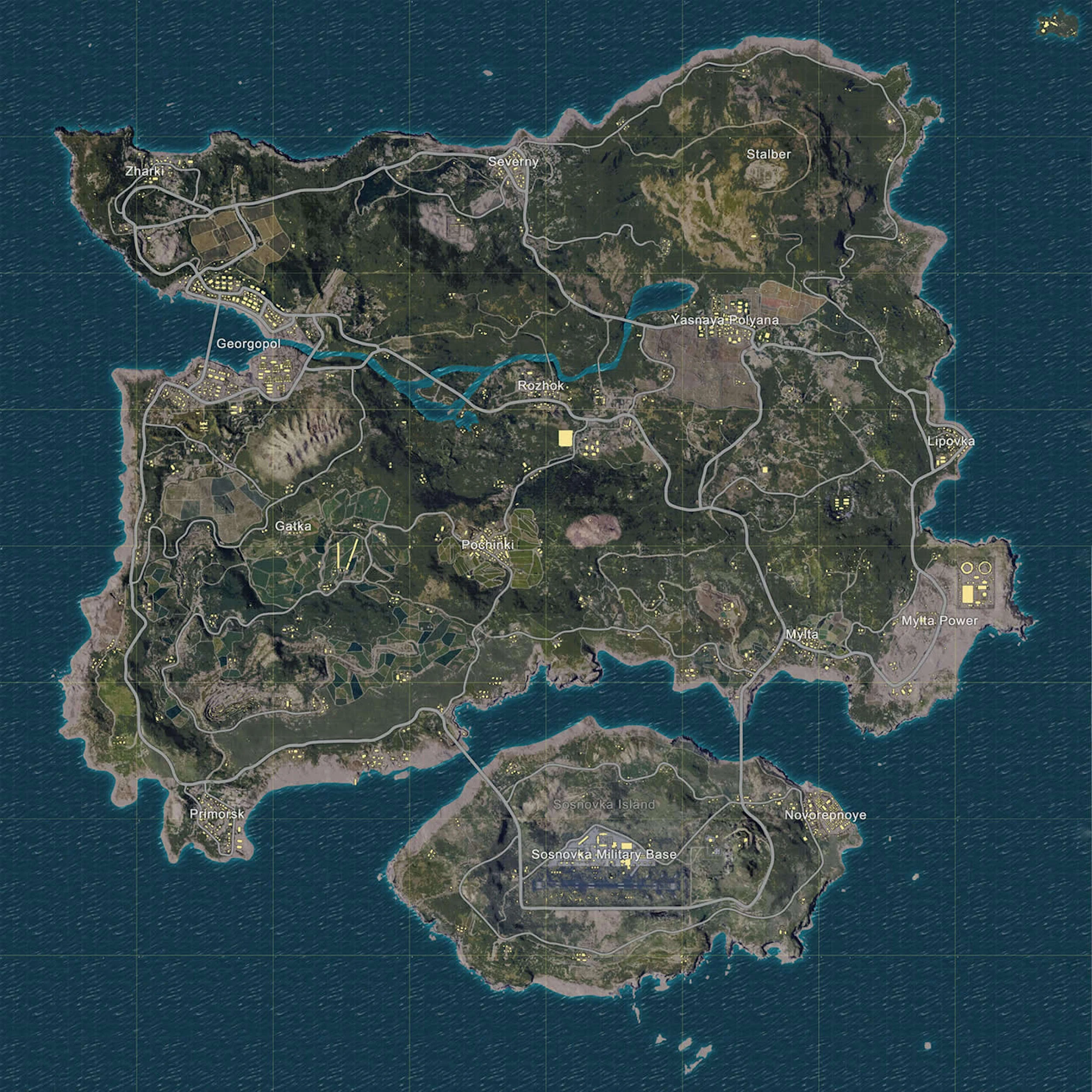 PUBG Erangel map layout